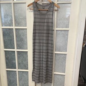 Icebreaker Cool Lite Yanni Gray Striped Midi Tank Dress